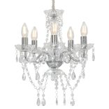 Ezüstszínű kerek csillár kristálygyöngyökkel 5 x E14