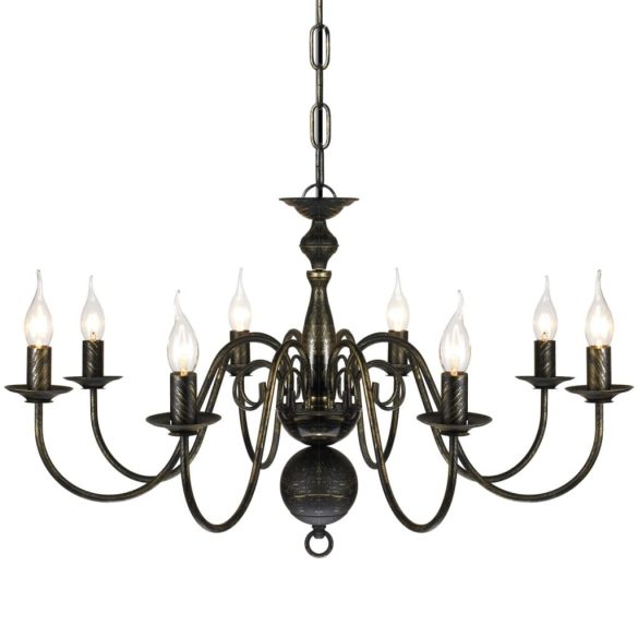 Antik Fekete Fém Csillár 8 x E14 Izzók